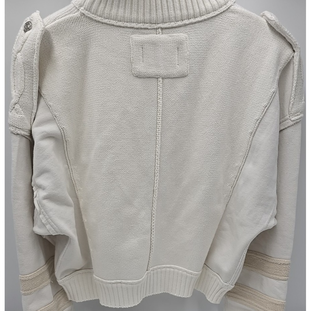 Free People Women's Natural We The Free Band Cardi Y2K Sweater Quiet Luxury M - Picture 5 of 12